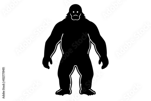 Bigfoot Vector Silhouette | vector silhouette illustration on white background