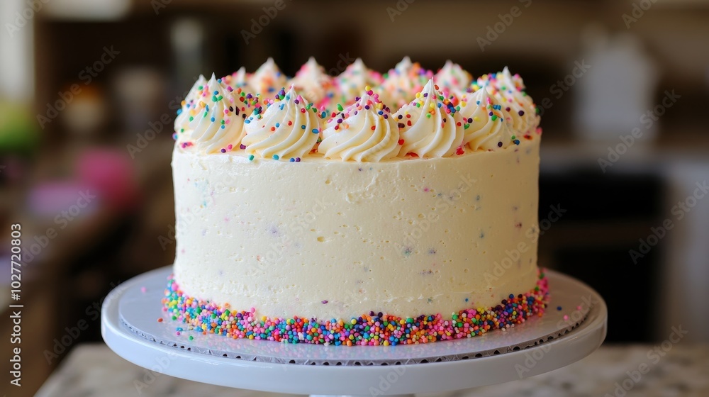 Funfetti Cake: Vanilla cake with sprinkles baked in, topped with funfetti frosting and additional sprinkles for a playful touch. Funfetti Cake: Vanilla cake with sprinkles baked in, topped with funfetti frosting and additional sprinkles for a playful touch.