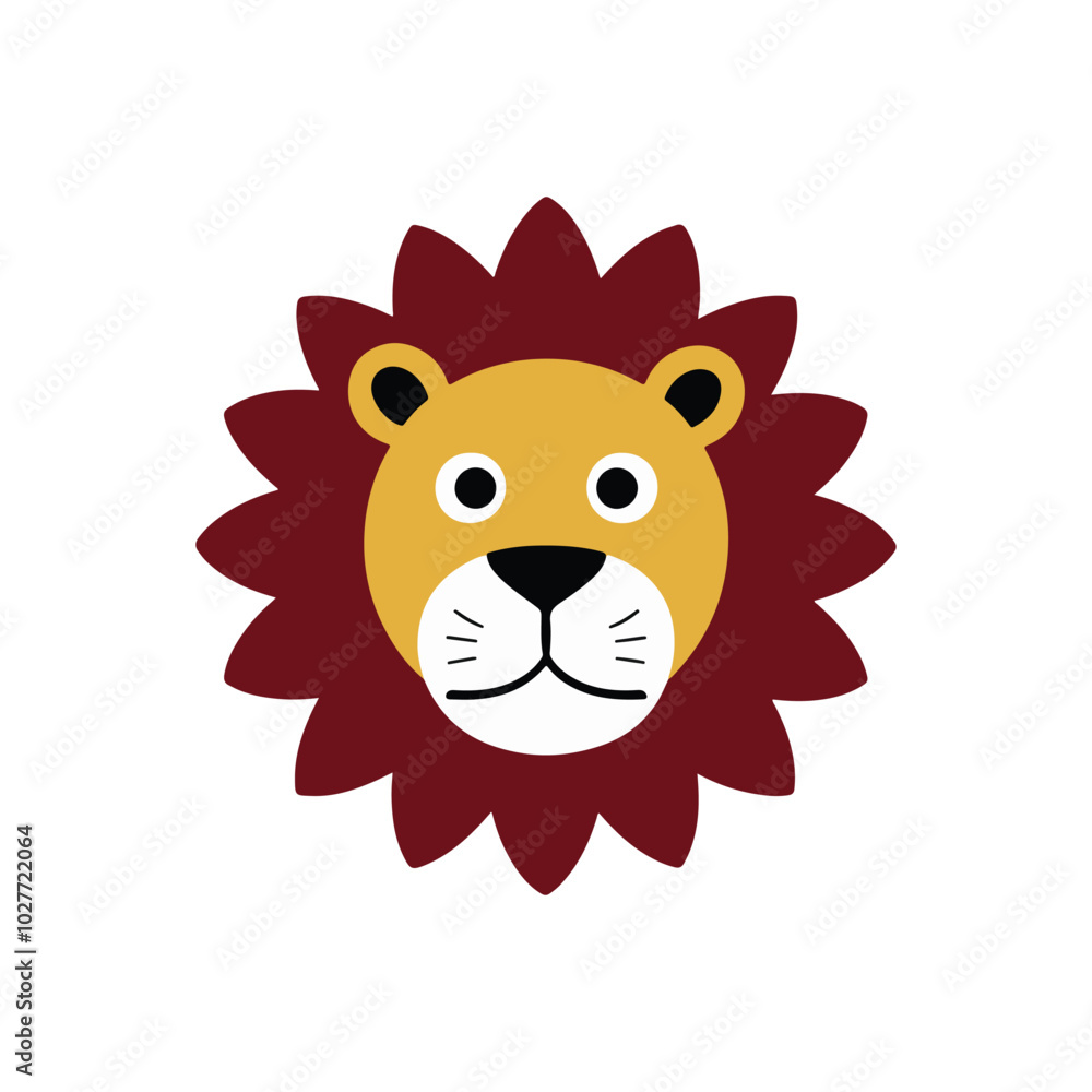 Obraz premium Simple Minimalist Funny Lion Vector – Colorful Design on White Background