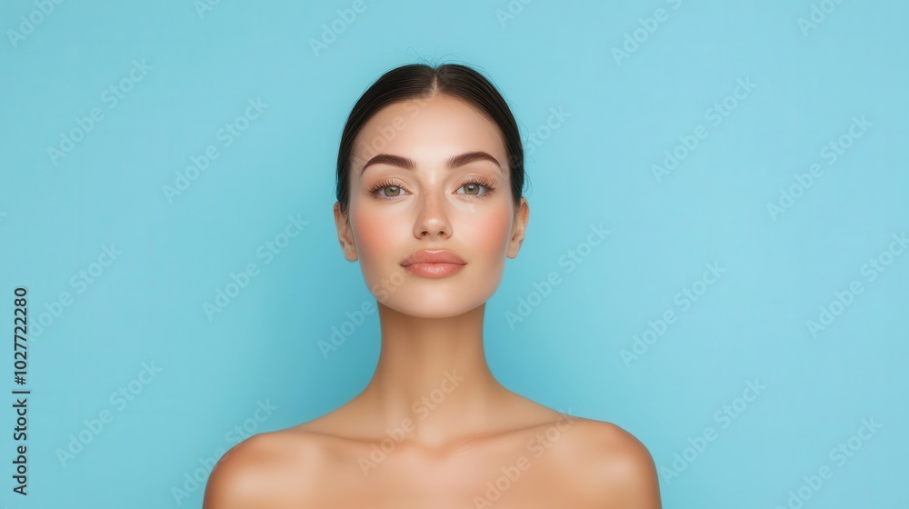 Young woman with freshfaced, bare skin, minimal makeup, healthy and pure glow Young woman with freshfaced, bare skin, minimal makeup, healthy and pure glow