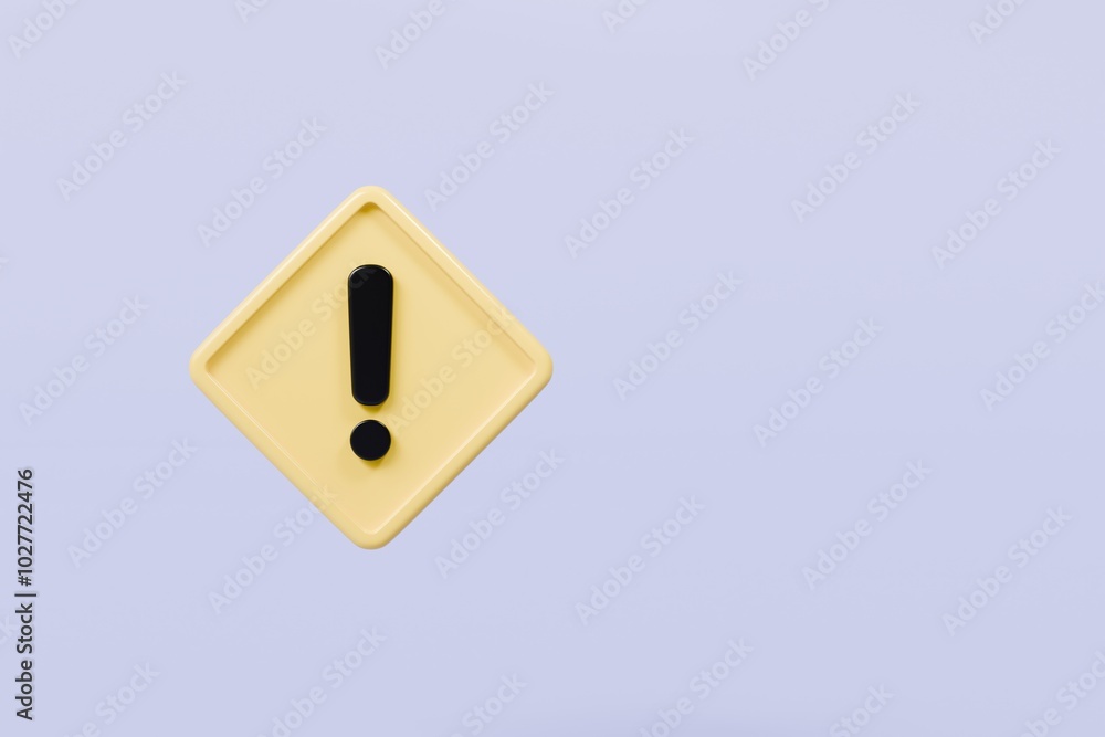 3D Warning Caution icon sign symbol isolated on purple background. Error alert safety concept.3d Minimal exclamation mark or attention warning icon. beware, watch out, be careful, danger. 3d render. 3D Warning Caution icon sign symbol isolated on purple background. Error alert safety concept.3d Minimal exclamation mark or attention warning icon. beware, watch out, be careful, danger. 3d render.