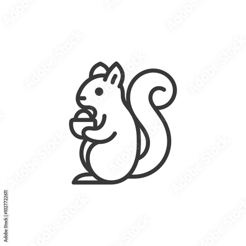 Line drawing of a squirrel holding a nut