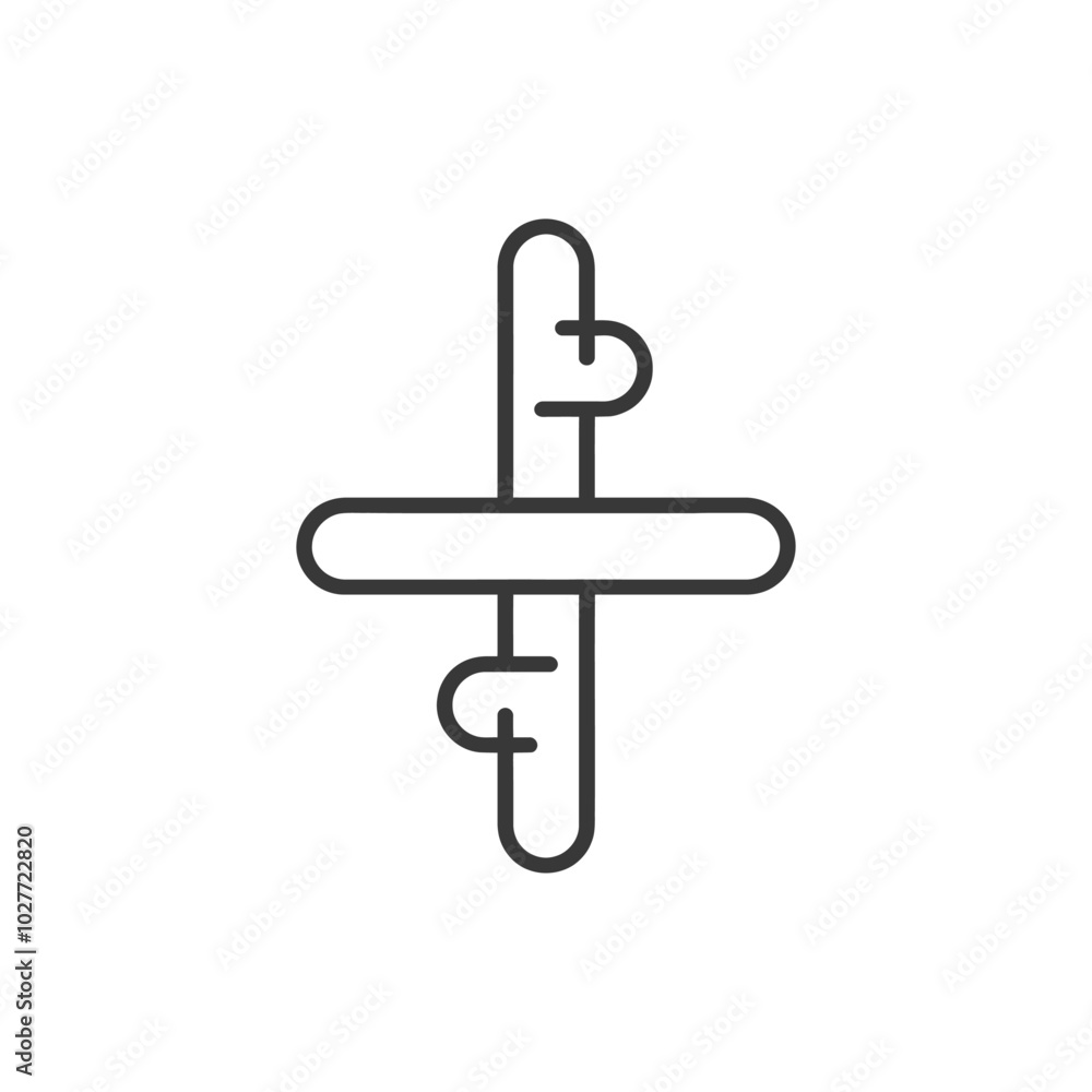 Line drawing of a snowboard with bindings Line drawing of a snowboard with bindings