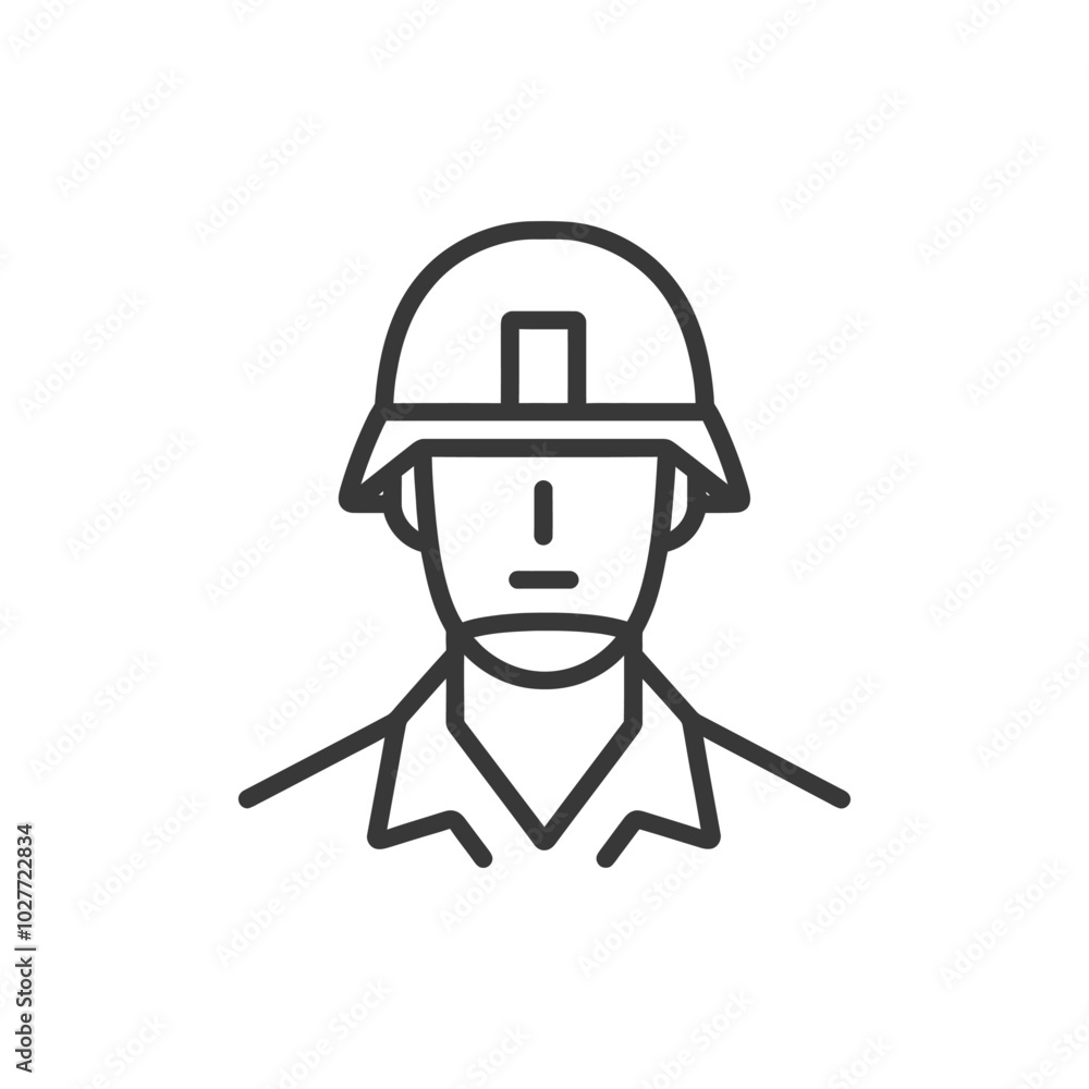 Line drawing of a soldier wearing a helmet Line drawing of a soldier wearing a helmet