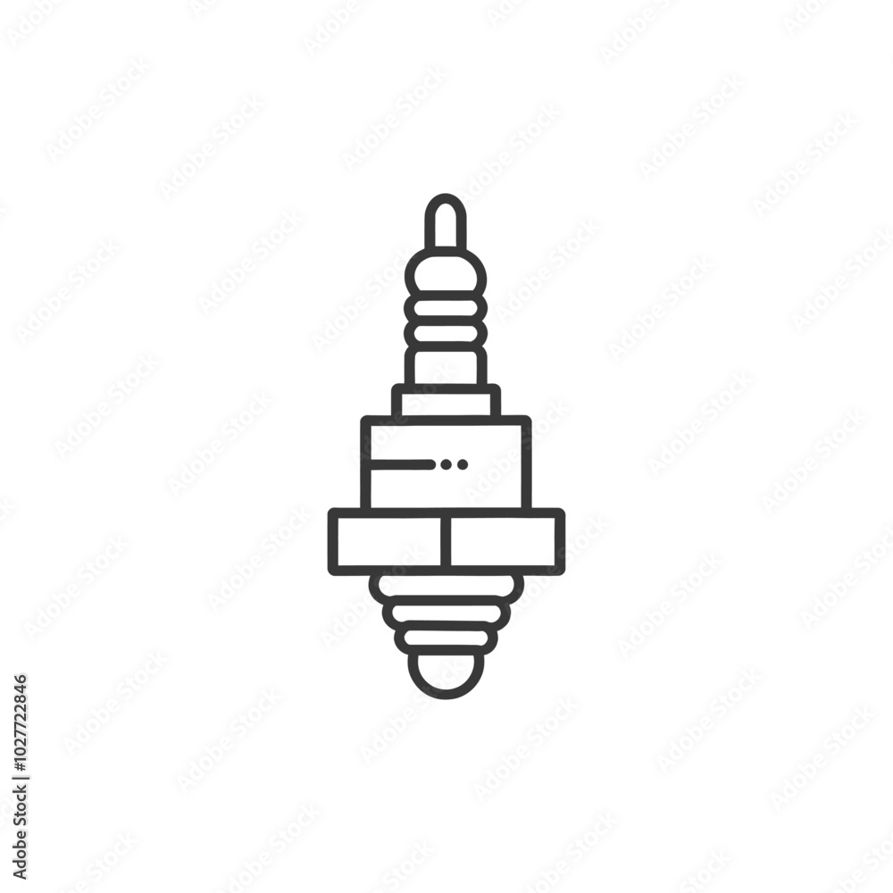 Line drawing of a spark plug an automotive component Line drawing of a spark plug an automotive component