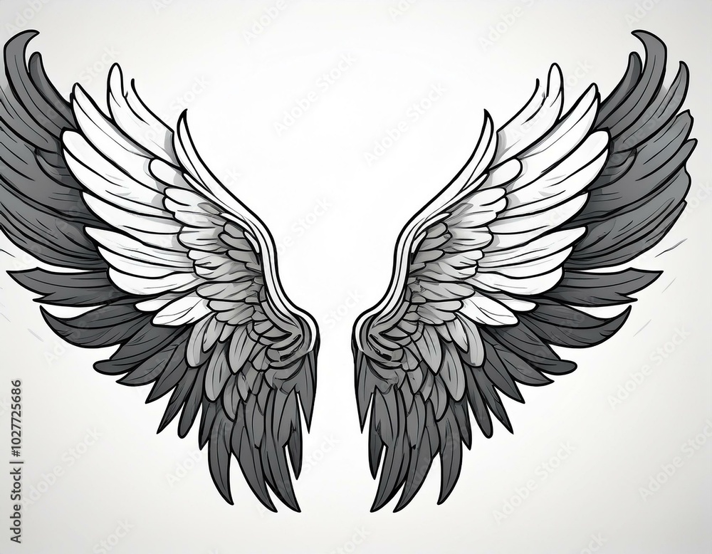 Obraz premium angel wings element set white background