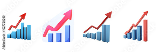 Upward Growth Representation with Red Arrow and Bar Chart isolated on transparent png background Free Download Upward Growth Representation with Red Arrow and Bar Chart isolated on transparent png background - GFXLoad