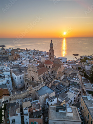 Obraz na plátně Aerial view of Monopoli town in Puglia region, Italy.