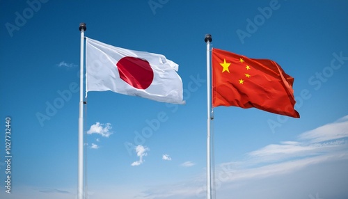 日本の国旗と中国の国旗(Japan flag & China flag.) 