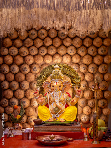 Beautifully decorated Statue of Lord Ganesha photo