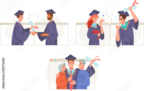 Masters and bachelors students graduation online