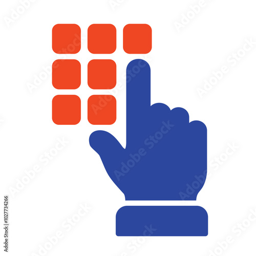 Hand finger entering pin code icon