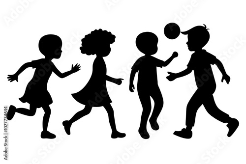 Children Playing Silhouette | vector silhouette illustration on white background