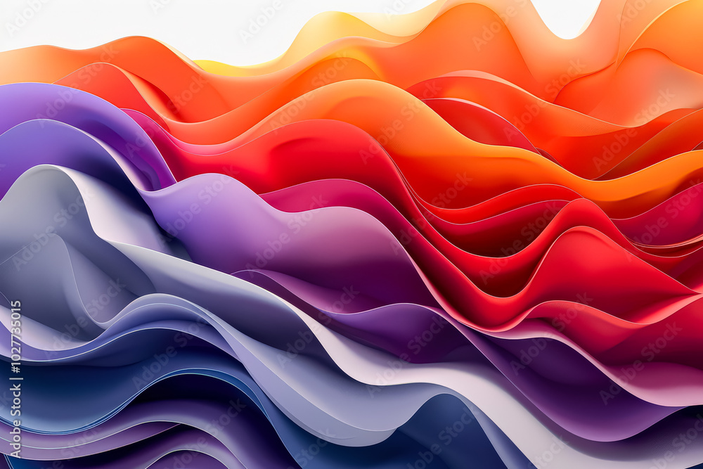 Colorful wave of paper with a blue stripe. The colors are bright and vibrant, creating a sense of energy and movement. The wave appears to be made up of different shades of blue, purple, and red Colorful wave of paper with a blue stripe. The colors are bright and vibrant, creating a sense of energy and movement. The wave appears to be made up of different shades of blue, purple, and red