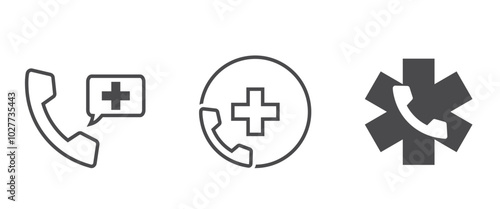 call doctor icon set. doctor on call. medical assistance symbols. isolated vector images in simple style