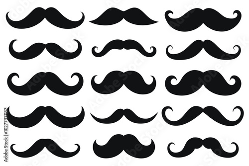 Set of mustache collection vector design illustration isolated on white background