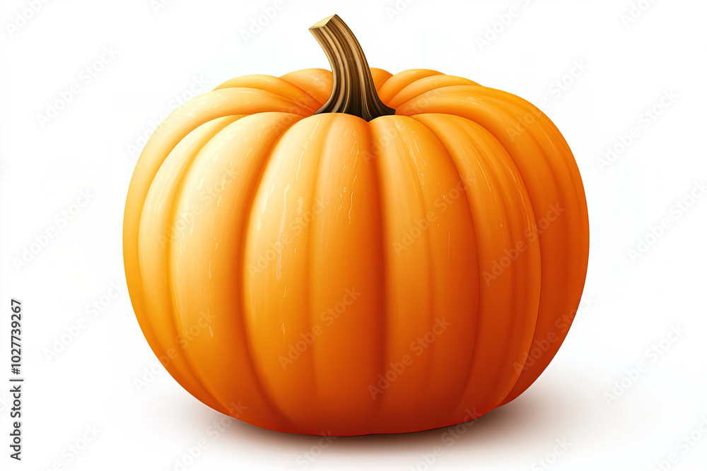 Obraz premium Realistic orange pumpkin on white background. 3D illustration for fall and harvest design.
