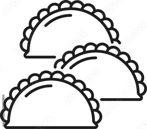 Curry puff Singapore travel vacation icon. Vector sign of well-loved, traditional Singaporean street food or snack filled with spiced curry. Asian cuisine, cultural delicacies and southeast culinary