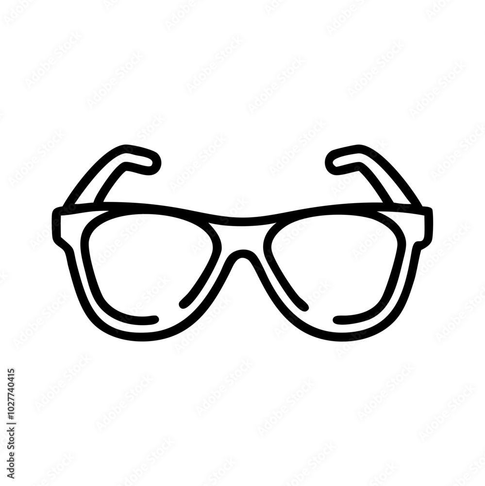 Minimalistic line art icon of eyeglasses on a white background