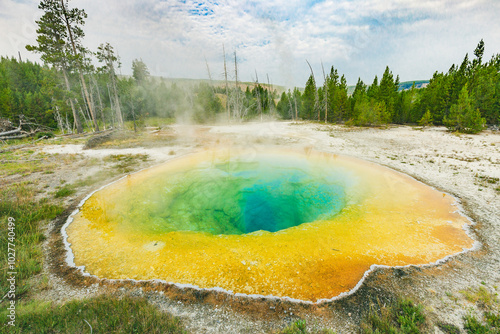 Morning Glory Geyser Hot Thermal Pool, Yellowstone National Park Geyser Basin, Wyoming photo