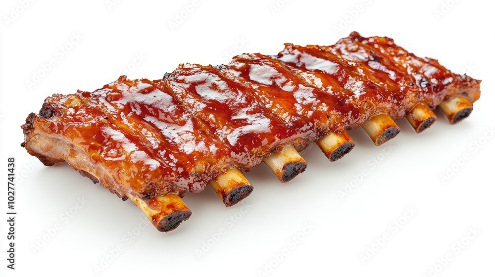 Delicious Barbecue Ribs on a White Background