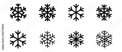 Snow icon, vector. Snowflakes icons, vector, symbol. Set of snowflakes icon design for app, website, logo. Vector illustration.