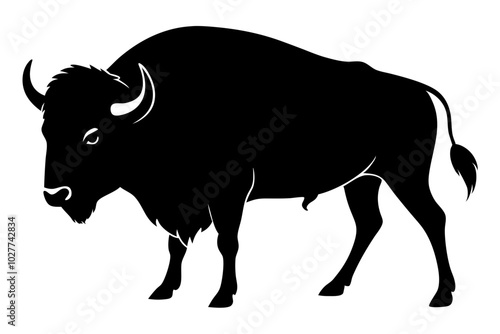 Bison vector silhouette | vector silhouette illustration on white background