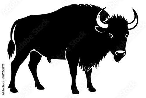 Bison vector silhouette | vector silhouette illustration on white background