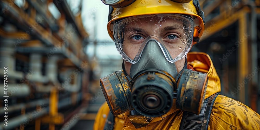 Close-up Portrait of a Worker in Protective Gear Close-up Portrait of a Worker in Protective Gear