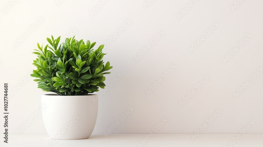 A green plant in a sleek white ceramic pot on a clean, light-colored backdrop, highlighting natural beauty and style A green plant in a sleek white ceramic pot on a clean, light-colored backdrop, highlighting natural beauty and style