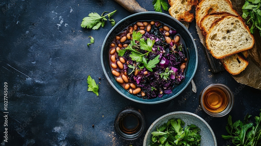Colorful Bean Salad with Fresh Herbs and Bread Colorful Bean Salad with Fresh Herbs and Bread