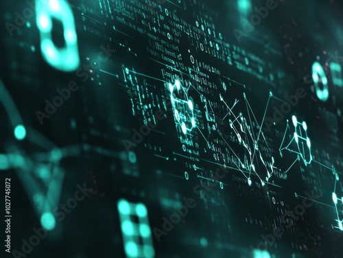 Wallpaper Mural Digital data flowing through cyberspace with binary code numbers Torontodigital.ca