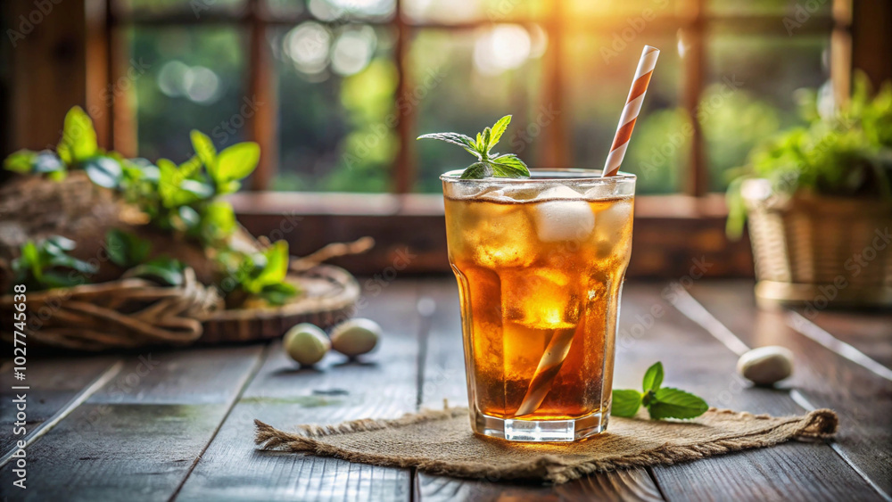 Iced tea with mint refreshes on a hot summer day. Iced tea with mint refreshes on a hot summer day.