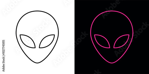 Icon of an alien or newcomer head. Grey alien, symbol of fantasy, UFO or mysticism. Humanoid head, extraterrestrial civilization.