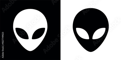 Icon of an alien or newcomer head. Grey alien, symbol of fantasy, UFO or mysticism. Humanoid head, extraterrestrial civilization.