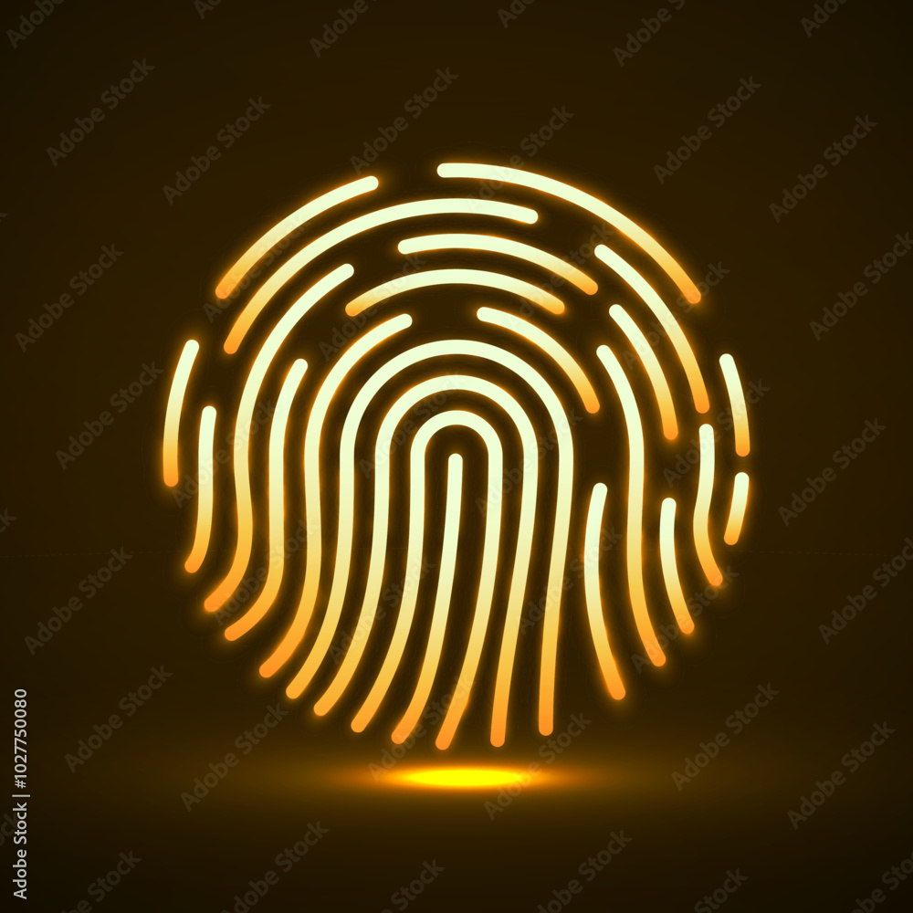 Fingerprint icon, biometric identification symbol, id logo