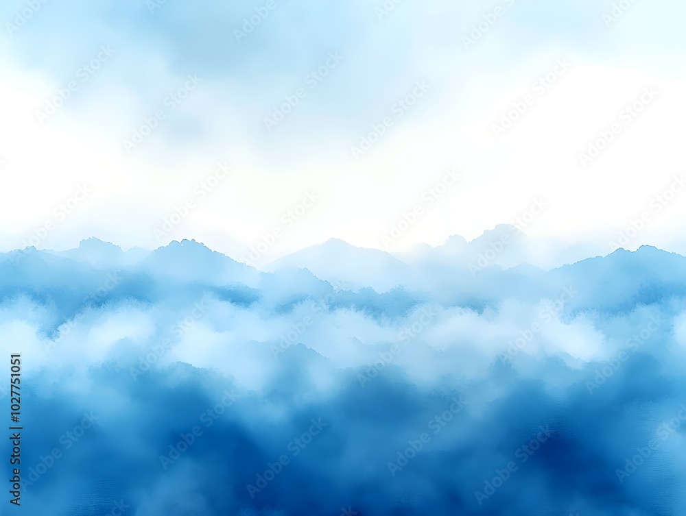 A breathtaking view of a mountain range shrouded in a soft, ethereal mist, with a vibrant blue sky above. A breathtaking view of a mountain range shrouded in a soft, ethereal mist, with a vibrant blue sky above.
