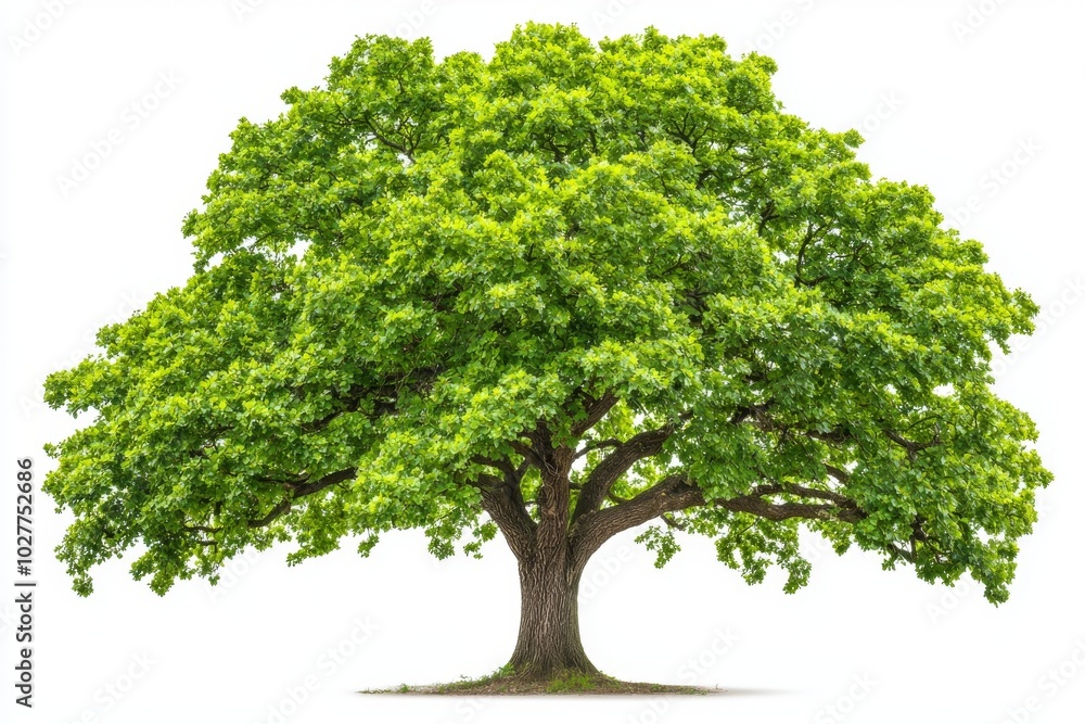 Isolated basswood tree with green leaves and yellow flowers Isolated basswood tree with green leaves and yellow flowers