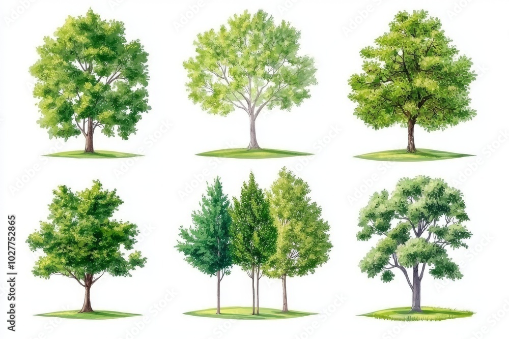 Flat design set of modern trees in a flat design. Popular tree species collection. Modern illustration of trees in a flat design. Flat design set of modern trees in a flat design. Popular tree species collection. Modern illustration of trees in a flat design.