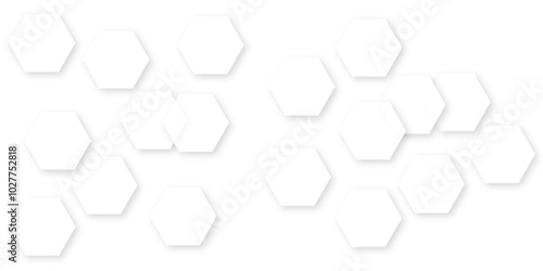 Abstract white background with hexagon and hexagonal background. Luxury white pattern with hexagons. abstract 3d hexagonal background with shadow. 3D futuristic abstract honeycomb mosaic background.