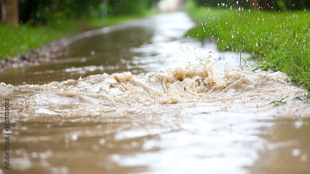 Fototapeta premium Transforming Riverbed into a Muddy Torrent