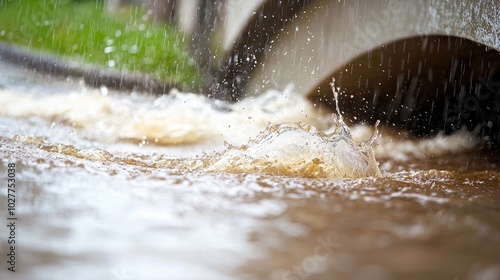Wallpaper Mural Swollen River Gushing Under Bridge Threatens Surroundings Torontodigital.ca