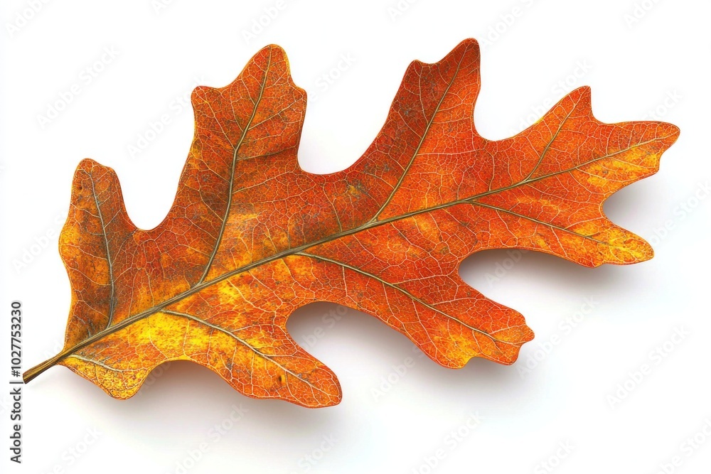 Fototapeta premium A leaf with a brown stem and a yellow tip