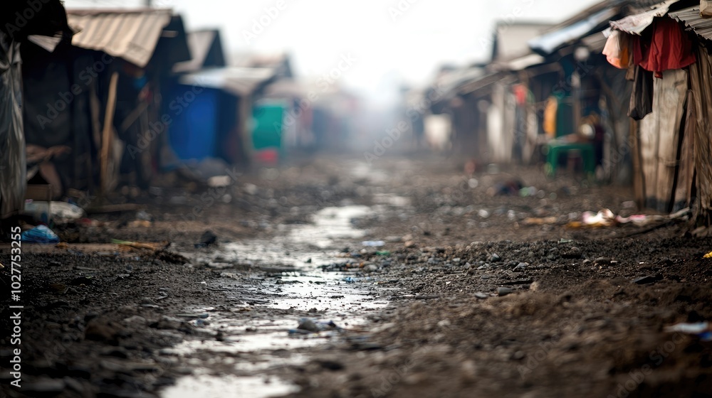 Fototapeta premium Urban Slum Flooding During Heavy Rainfall