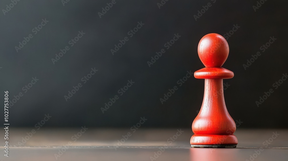 A Single Red Pawn Symbolizing Leadership and Teamwork A Single Red Pawn Symbolizing Leadership and Teamwork