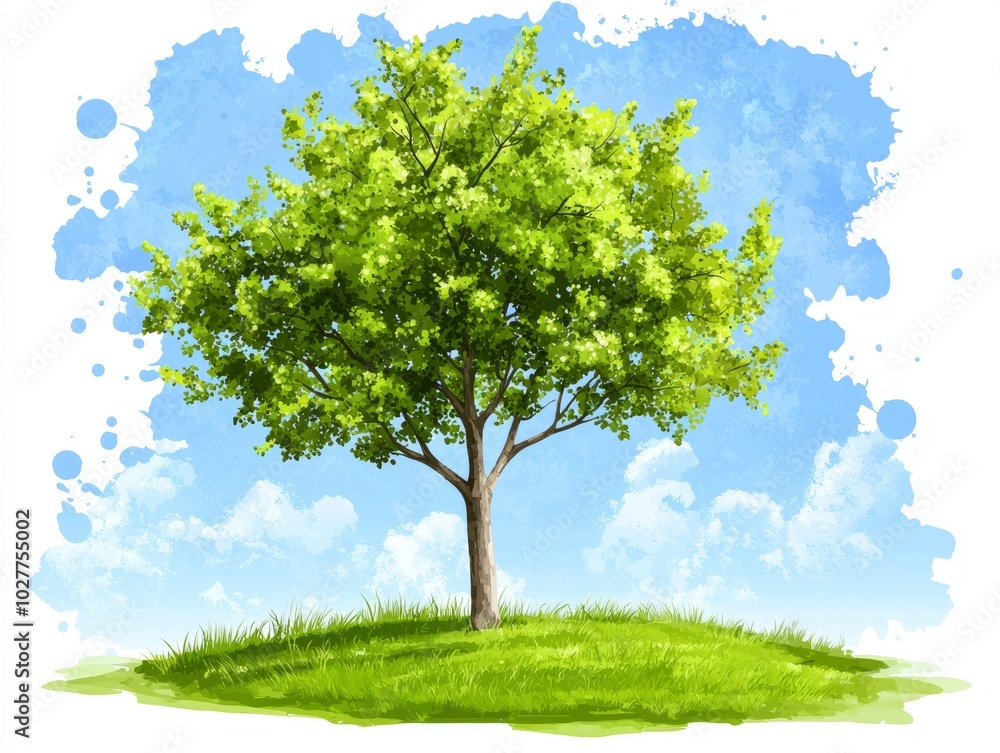 An illustration of a modern landscape of nature. An illustration of a modern landscape of nature.