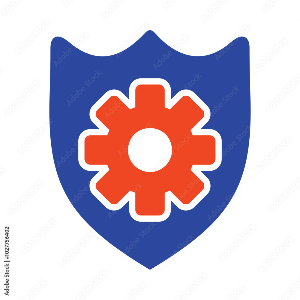 Shield with gear icon. Shield protection symbol Shield with gear icon. Shield protection symbol