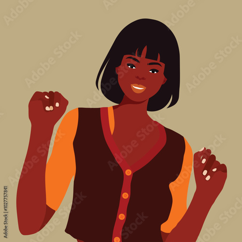 Modern black woman in elegant art style vector