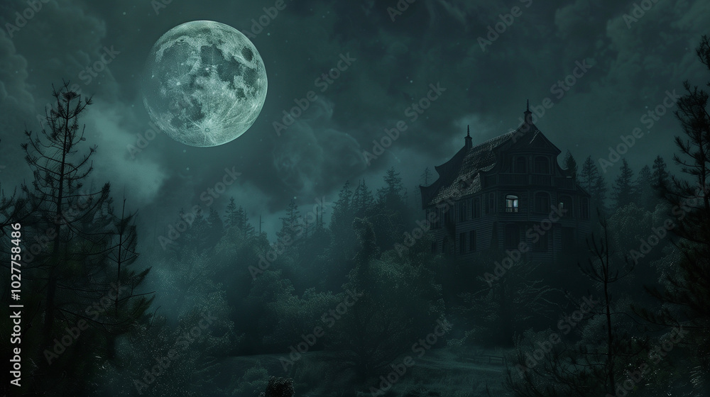 Fototapeta premium spooky halloween background with castle