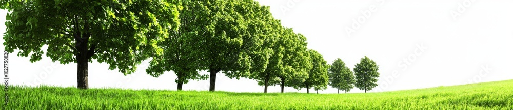 A forest and foliage in summer surrounded by green trees isolated on a white background for printing and web pages with an alpha channel and cut path for both print and web A forest and foliage in summer surrounded by green trees isolated on a white background for printing and web pages with an alpha channel and cut path for both print and web